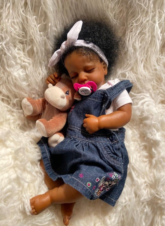 Anano Black Reborn Baby Dolls Silicone Full Body Biracial Girl 20 Inch Realistic Silicone Baby Doll Full Body Lifelike Newborn Babys Doll African American Real Life Babys Dolls - Image 3