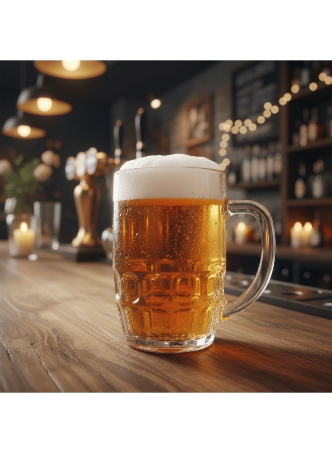 AKDC Blinkmax Crystal Cut Glass 550ml Beer Mug with Heavy Base and Strong Handle for Chilled Beverages - Image 2