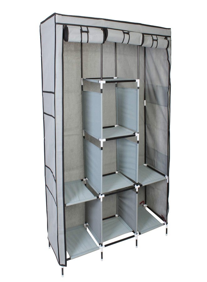 GRAZIA Portable Foldable Wardrobe for Baby, Kids & Adults | DIY Rack Clothes Storage Almirah | Bigger & Better Fabric Closet with Side Pockets on Both Sides Grey, 70-inch - Image 3