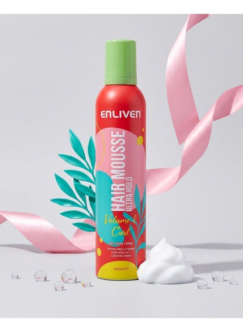 Enliven Ultra Hold Hair Mousse - Serious Control for Short & Uncooperative Hair - 300ml - Image 2