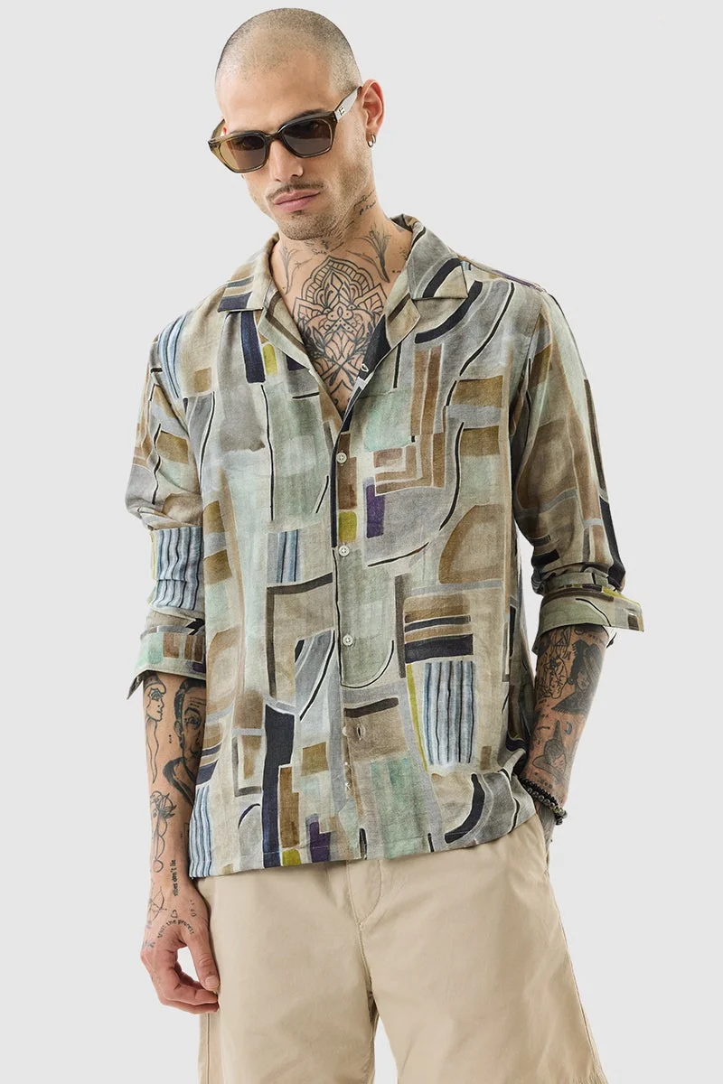 SNITCH Multicolour Abstract Long Sleeve Regular Fit Shirt