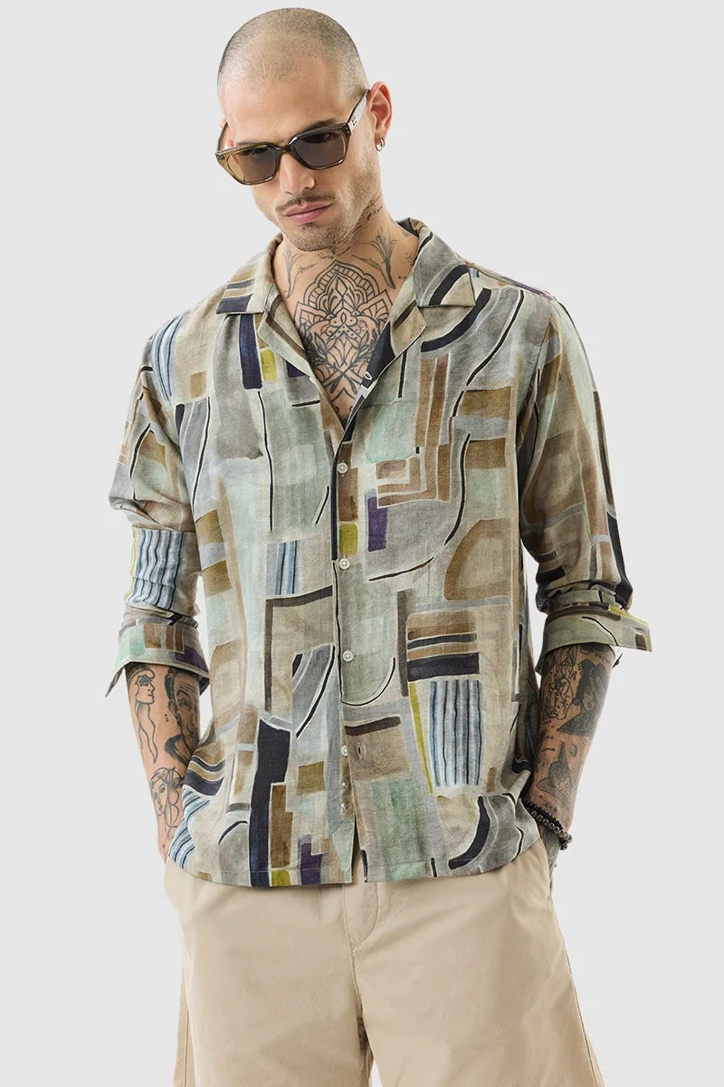 SNITCH Multicolour Abstract Long Sleeve Regular Fit Shirt