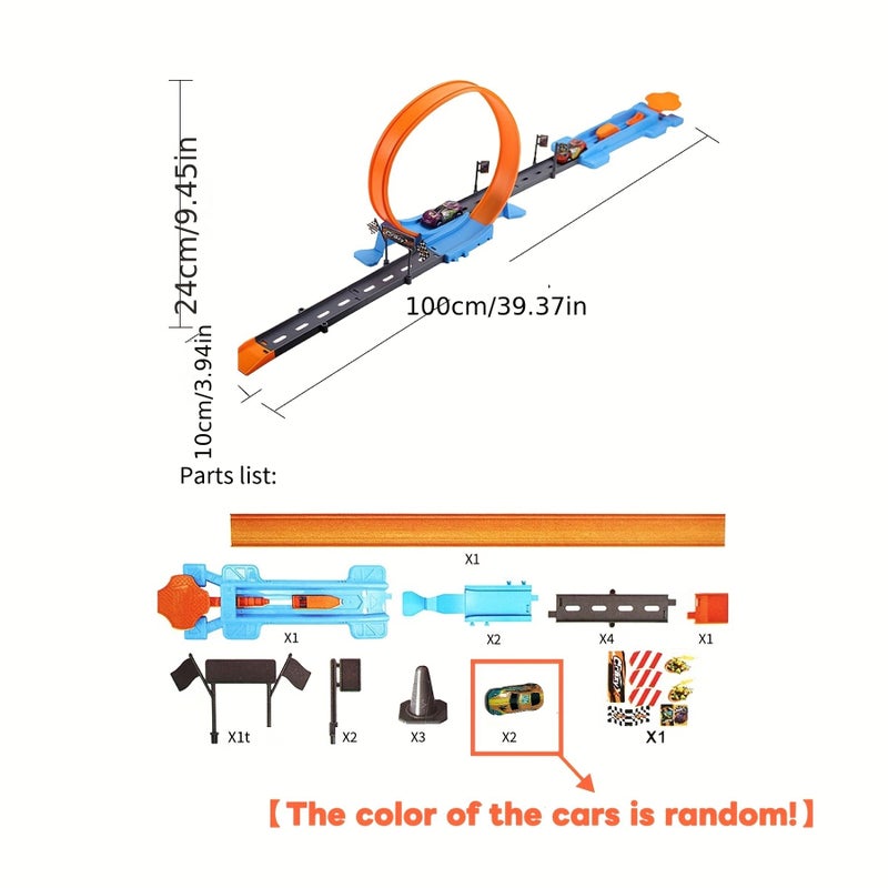 18 Pcs Kids Track Racing Car Toy Set Includes 2 Cars And Speed Track Assembly Parts - Image 1
