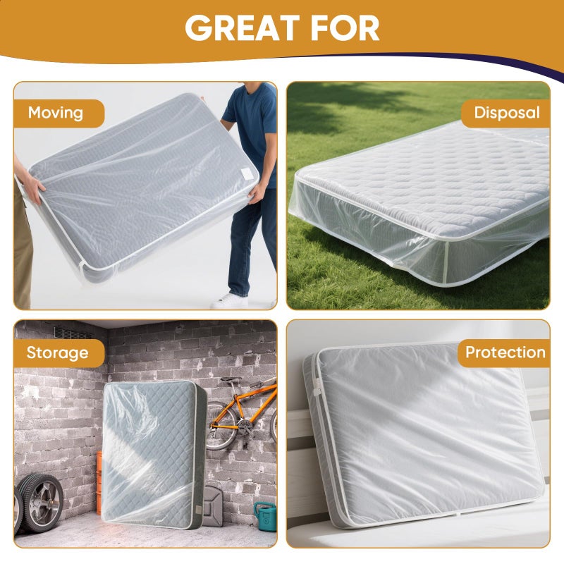 CHUPER King/Cal King Mattress Bag for Moving and Storage,Waterproof Plastic Mattress Cover for Disposal and Protection - Image 4