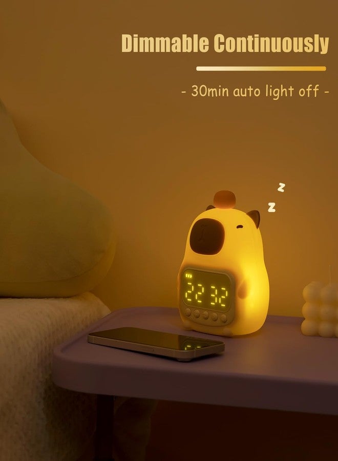 Aokpsrt Capybara Alarm Clock with Night Light, Rechargeable Silicone Lamp Time to Wake Clock，Cute Animal Tabletop Lamp, Perfect Sleep Companion for Kids and Teens - Image 3
