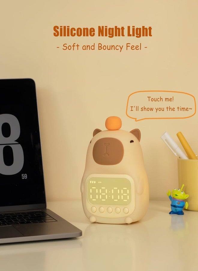 Aokpsrt Capybara Alarm Clock with Night Light, Rechargeable Silicone Lamp Time to Wake Clock，Cute Animal Tabletop Lamp, Perfect Sleep Companion for Kids and Teens - Image 5