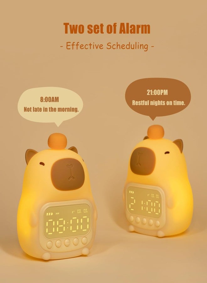 Aokpsrt Capybara Alarm Clock with Night Light, Rechargeable Silicone Lamp Time to Wake Clock，Cute Animal Tabletop Lamp, Perfect Sleep Companion for Kids and Teens - Image 4