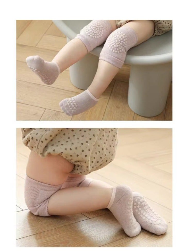 Baby Knee Pads Socks Set for Girls Boys Summer Solid Color Anti Slip Socks Kid Crawling Safety Floor Sock Leg Knee Protector  - Image 2