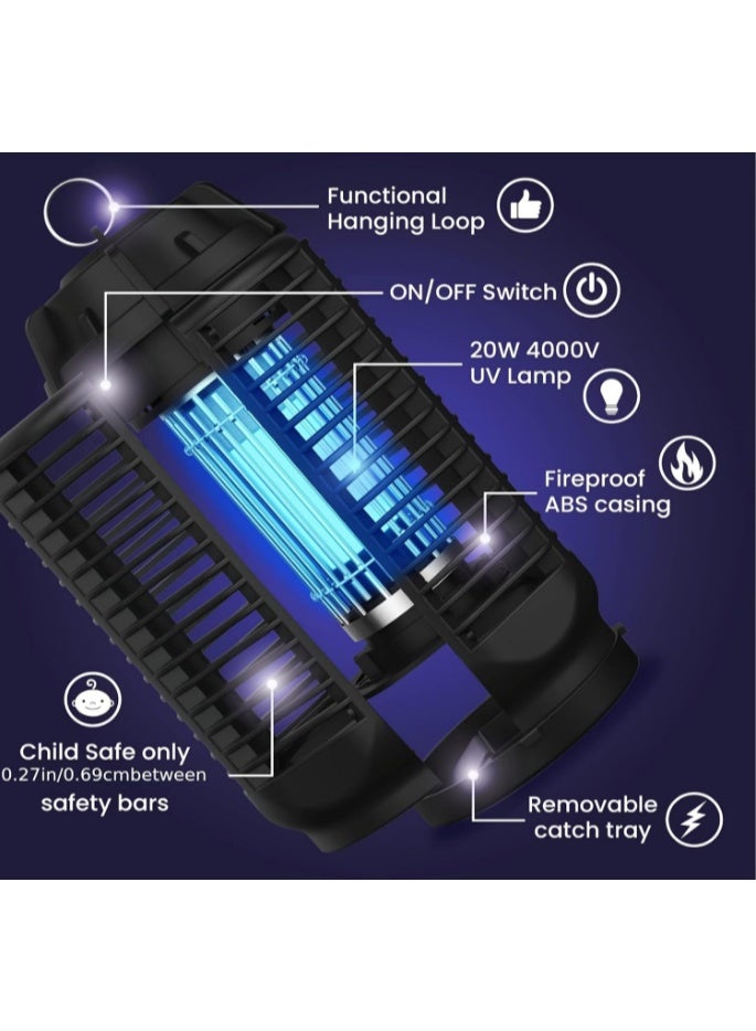 GOGOGO Electric Bug Zapper Outdoor & Indoor Insect Killer 4000V Powerful Grid, 20W Extra Brightness IPX4 Waterproof Mosquito Repellent Outdoor, Fly Traps for Backyard Patio 360° Coverage - Image 5