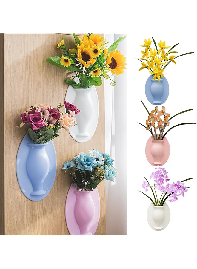 The Bros Magic Silicone Vase, 3-Pcs Silicone Flower Pots, Reusable Wall-Mounted Hanging Vases for Indoor Plants, Succulents, Windows, Modern Home Decoration - Image 1