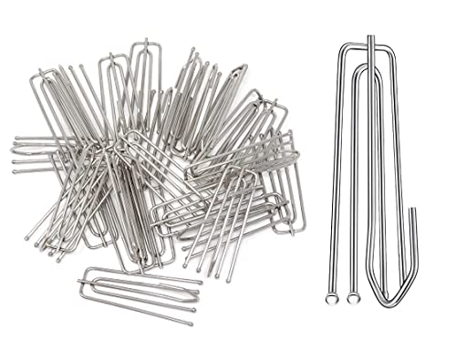 Mateda Stainless Steel Curtain Pleater Tape Hooks, 4 Prongs Pinch Pleat Hook ClipTraverse Pleater 4 End Hooks (60Pcs) - Image 1