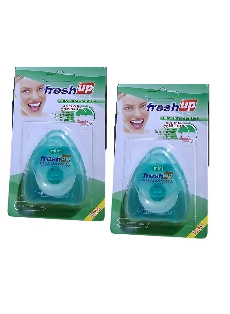 فريش آب خيط تنظيف الأسنان بالشمع بنكهات متنوعة 50 متر - 5 مل 2 قطعة - Image 1