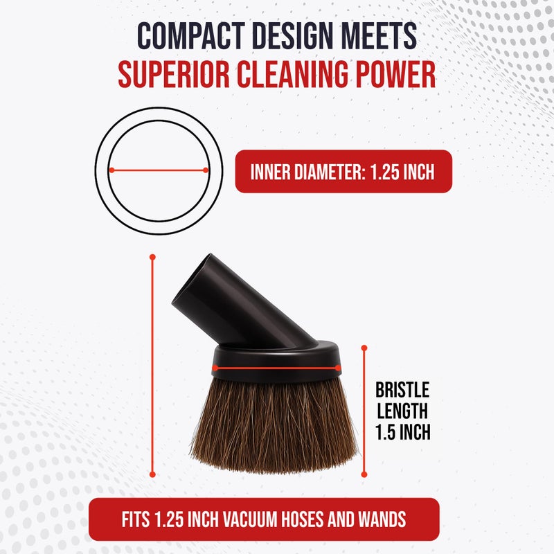 MP Maresh Products Household Cleaning Vacuum Brush Attachment - Horse Hair Vacuum Cleaner Accessories, Soft, Dust Floor Brush, Compatible with Shop Vac 1-1/4" Cleaners for Hard Surfaces - Black - Image 5