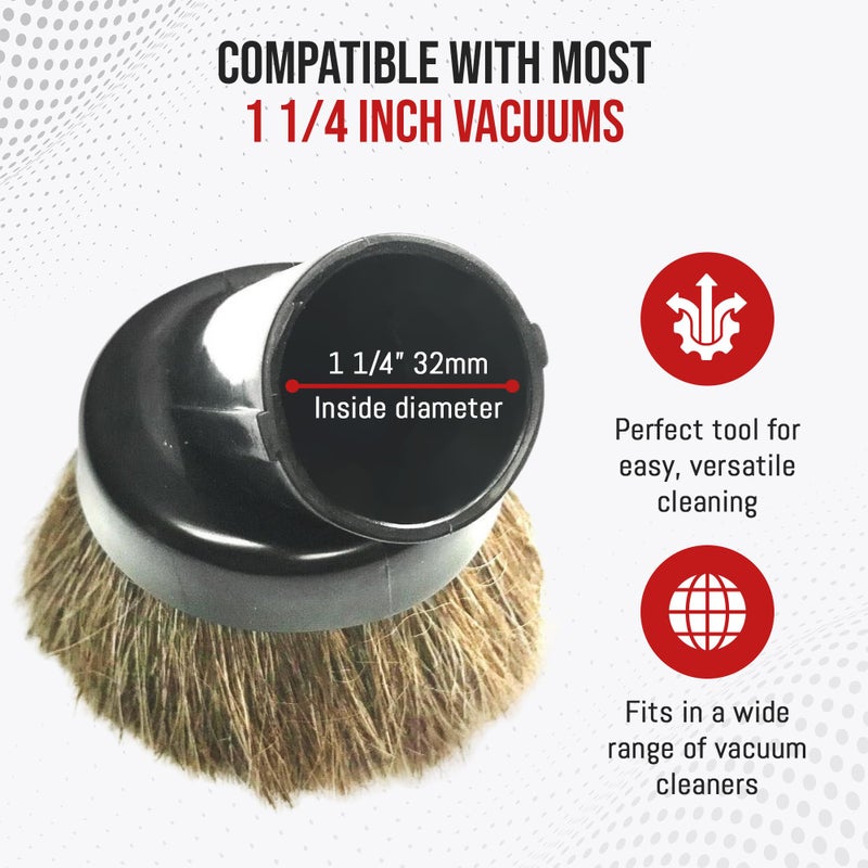 MP Maresh Products Household Cleaning Vacuum Brush Attachment - Horse Hair Vacuum Cleaner Accessories, Soft, Dust Floor Brush, Compatible with Shop Vac 1-1/4" Cleaners for Hard Surfaces - Black - Image 2