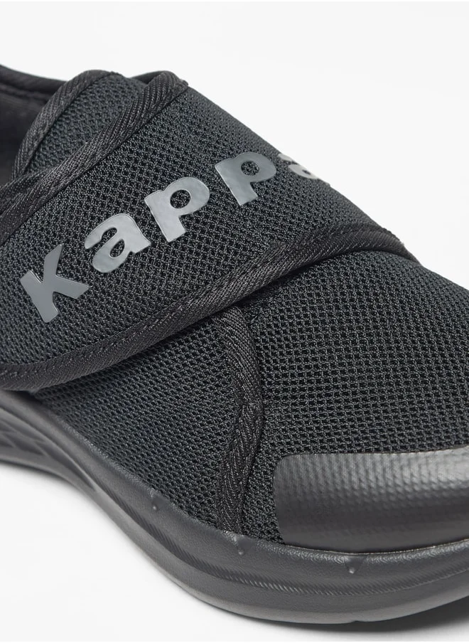 Kappa Boys' Logo Print Slip-On Sports Shoes with Hook and Loop Closure
