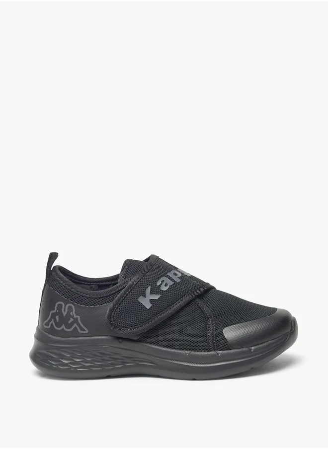 Kappa Boys' Logo Print Slip-On Sports Shoes with Hook and Loop Closure
