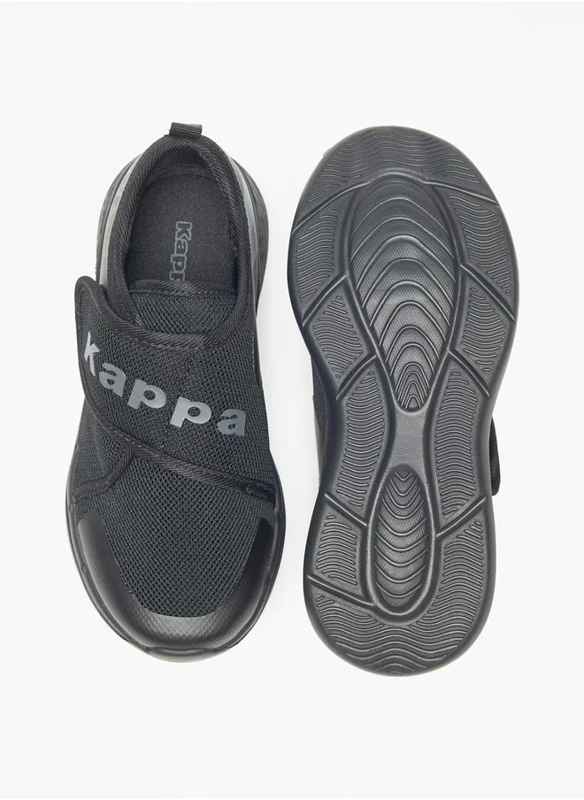 Kappa Boys' Logo Print Slip-On Sports Shoes with Hook and Loop Closure