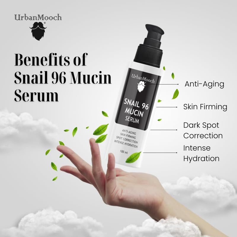 UrbanMooch Mucin X Snail Mucin Serum for Men | Korean Formula with Hyaluronic Acid, Niacinamide & Allantoin | Removes Acne Scars, Hydration & Glow Booster (100 ML) - Image 4