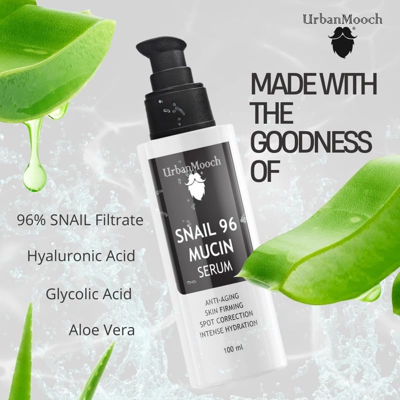 UrbanMooch Mucin X Snail Mucin Serum for Men | Korean Formula with Hyaluronic Acid, Niacinamide & Allantoin | Removes Acne Scars, Hydration & Glow Booster (100 ML) - Image 2