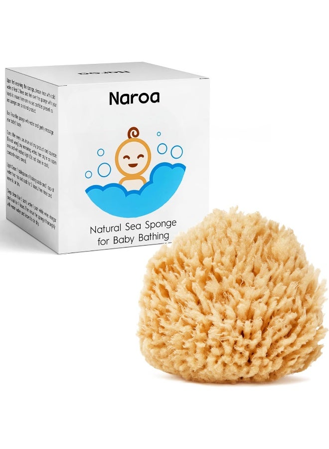 NAROA Natural Baby Bath Sponge in Gift Box | Premium Soft Wool Sea Sponge for Babies | Newborn Bath Time Essentials | Sustainable & Plastic Free (1 Pack) - Image 1