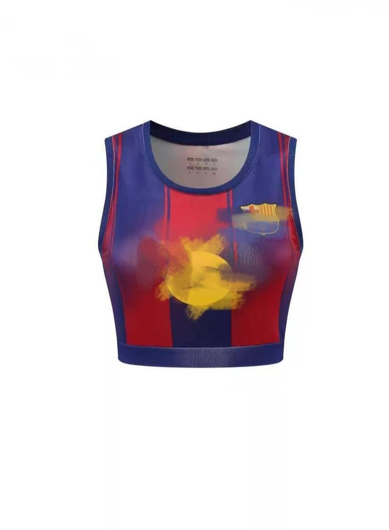 Women's Football Cheerleader Jersey – Red & Blue Fan Vest Sports Top (Size L, Fits 160-170cm) - Image 2