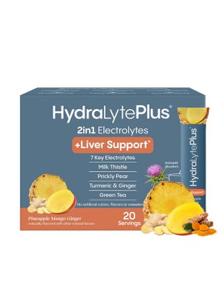 Hydralyte Liver Support + Electrolyte Mix with Milk Thistle, Turmeric, Ginger, Prickly Pear, Green Tea Extract Formulated for Rapid Rehydration (Pineapple Mango, 20 Packets) - pzsku/Z122424E5C9F294581CC8Z/45/_/1735907910/9198cf2c-83ce-45bb-b3f7-3d92700ee230