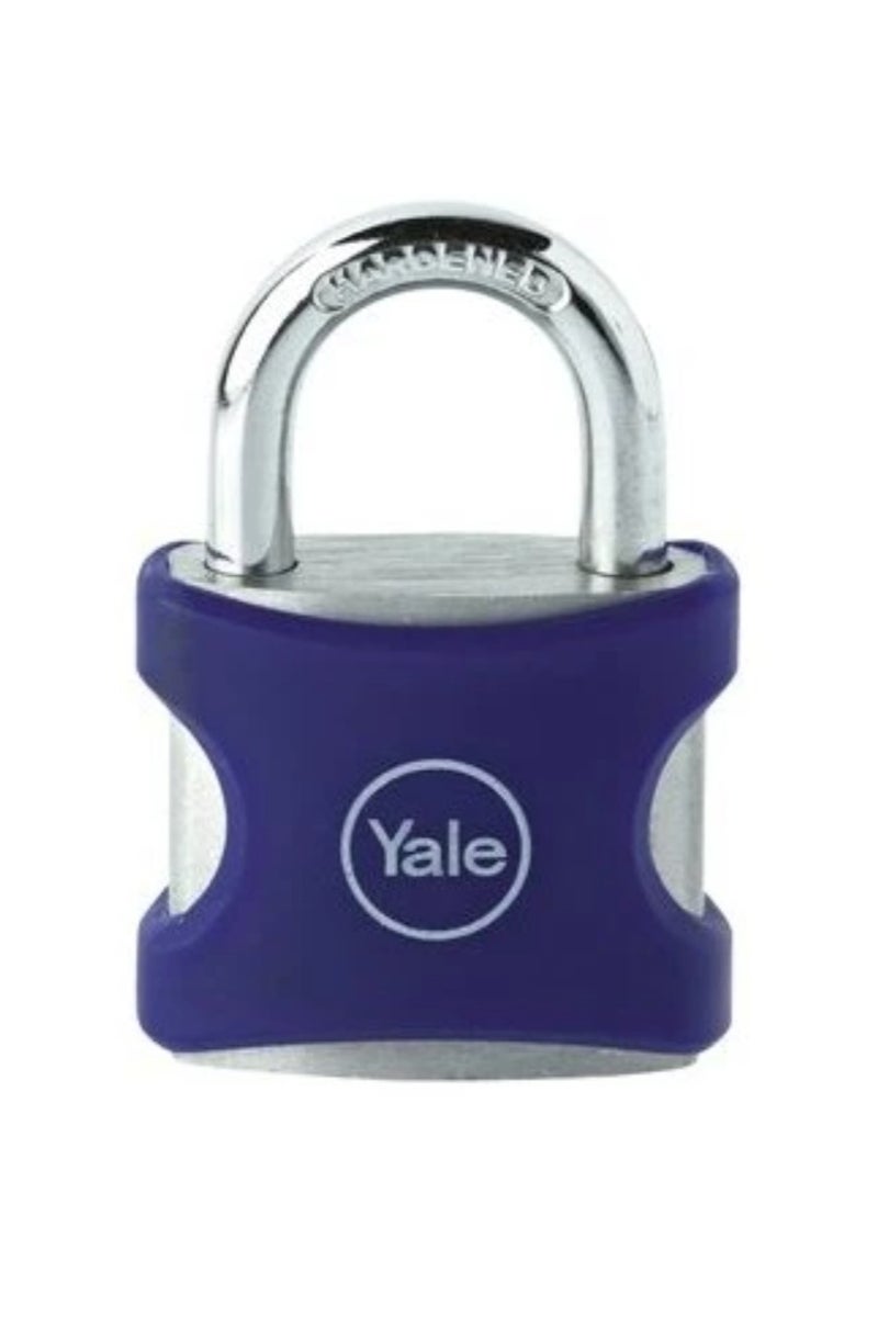 Yale YE3/38/119/1/BL Aluminium Padlock 38mm Blue Body with Hardened Steel Shackle and Keys for Lockers Bags Storage Indoor Outdoor Use 