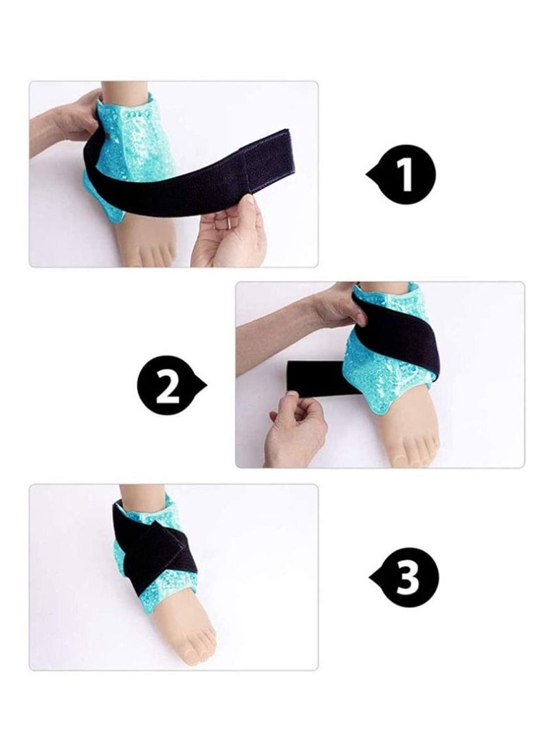 Generic Hot Cold Ice Gel Pack with Adjustable Brace for Sprained Ankles Plantar Fasciitis Achilles tendonitis and Swelling Feet  - Image 2