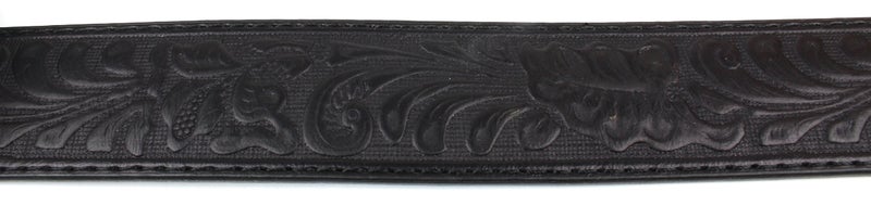BC Belts Leather Belt Strap with Embossed Western Scrollwork 1.5" Wide with Snaps (Black-M) - Image 4