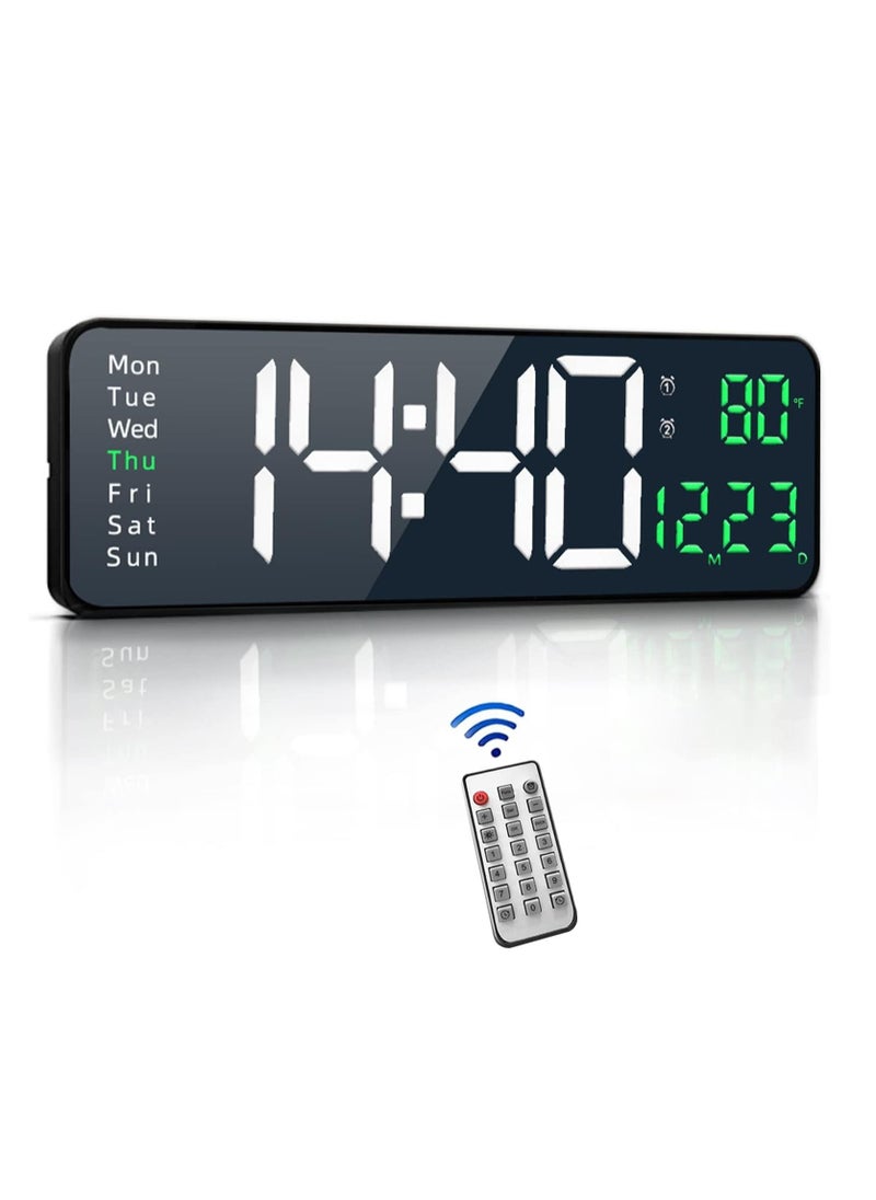 Toshionics - Digital Wall Clock Large Display 16.2 Inch Large LED with Remote Control for Living Room Décor Automatic Brightness Dimmer Big Clock with Date Week Temperature - Image 1