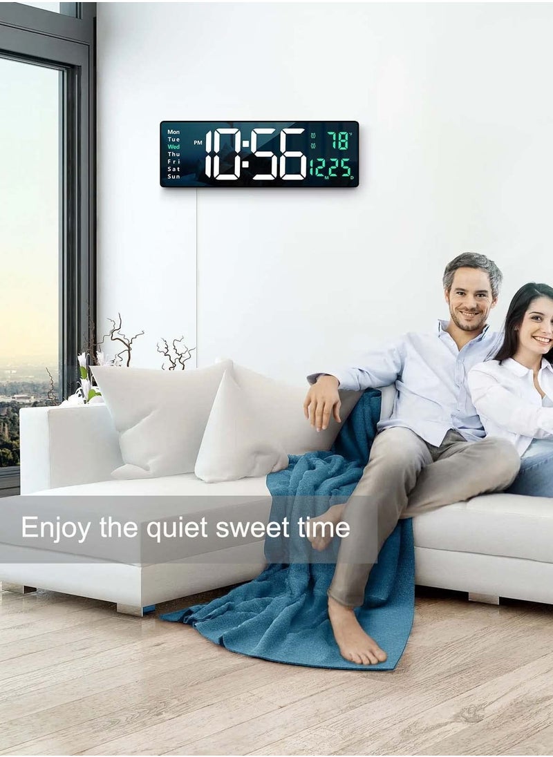 Toshionics - Digital Wall Clock Large Display 16.2 Inch Large LED with Remote Control for Living Room Décor Automatic Brightness Dimmer Big Clock with Date Week Temperature - Image 1