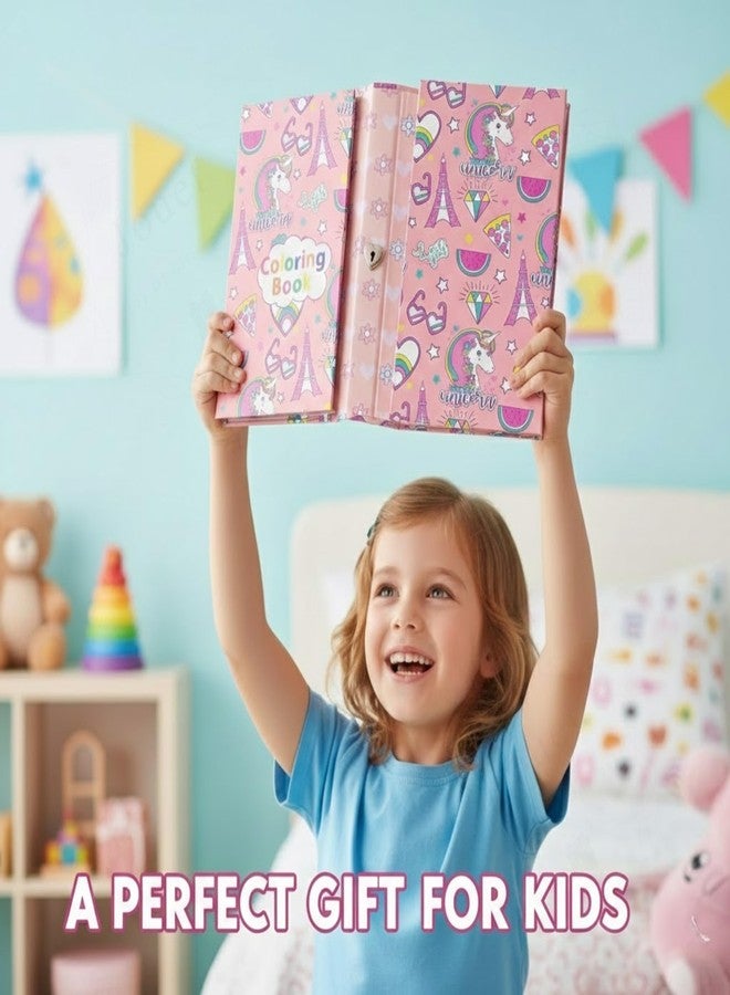 مجموعة كتب تلوين يونيكورن من جويه للأطفال، 30 ورقة مع 8 أقلام تلوين، مجموعة أدوات الرسم والفنون للأطفال من سن 3 إلى 6 سنوات - Image 2