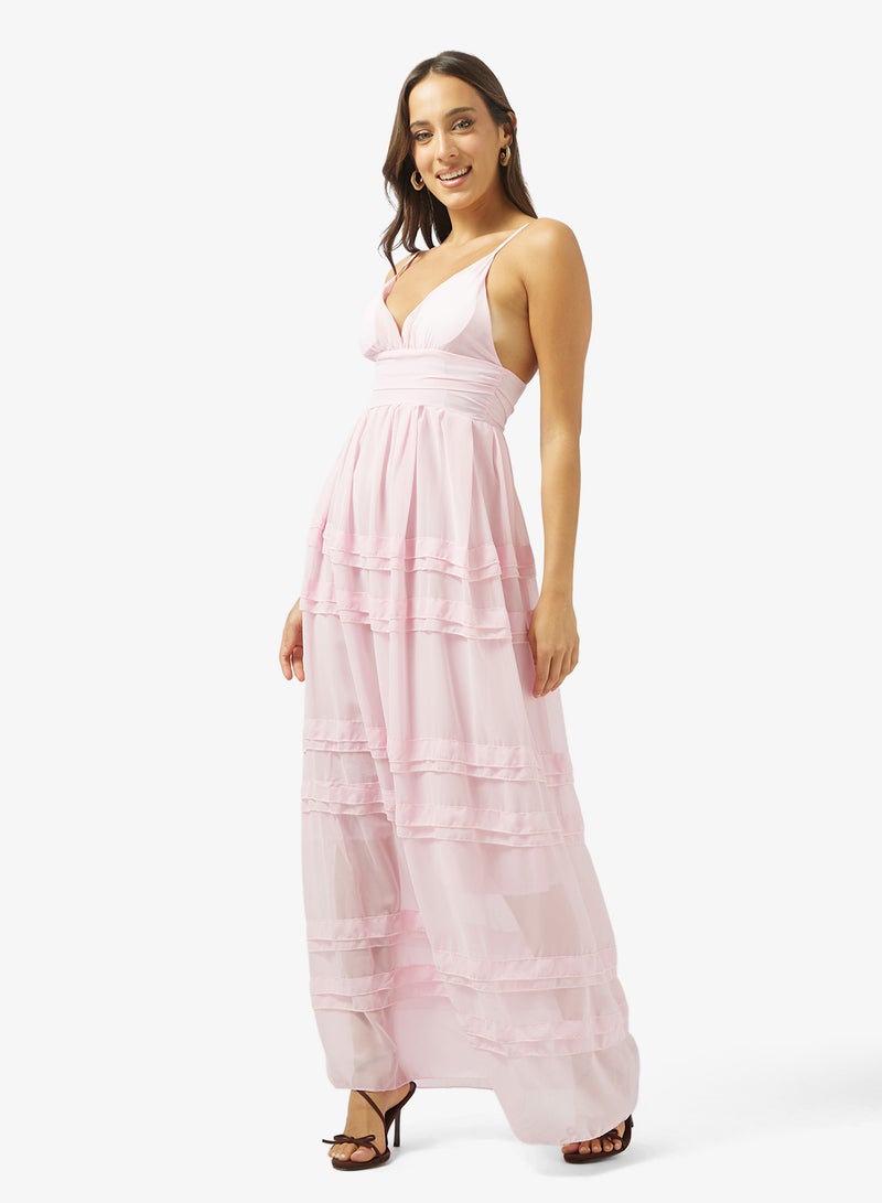 Ginger Plunge Neck Tiered Baby Ruffle Dress - Image 1