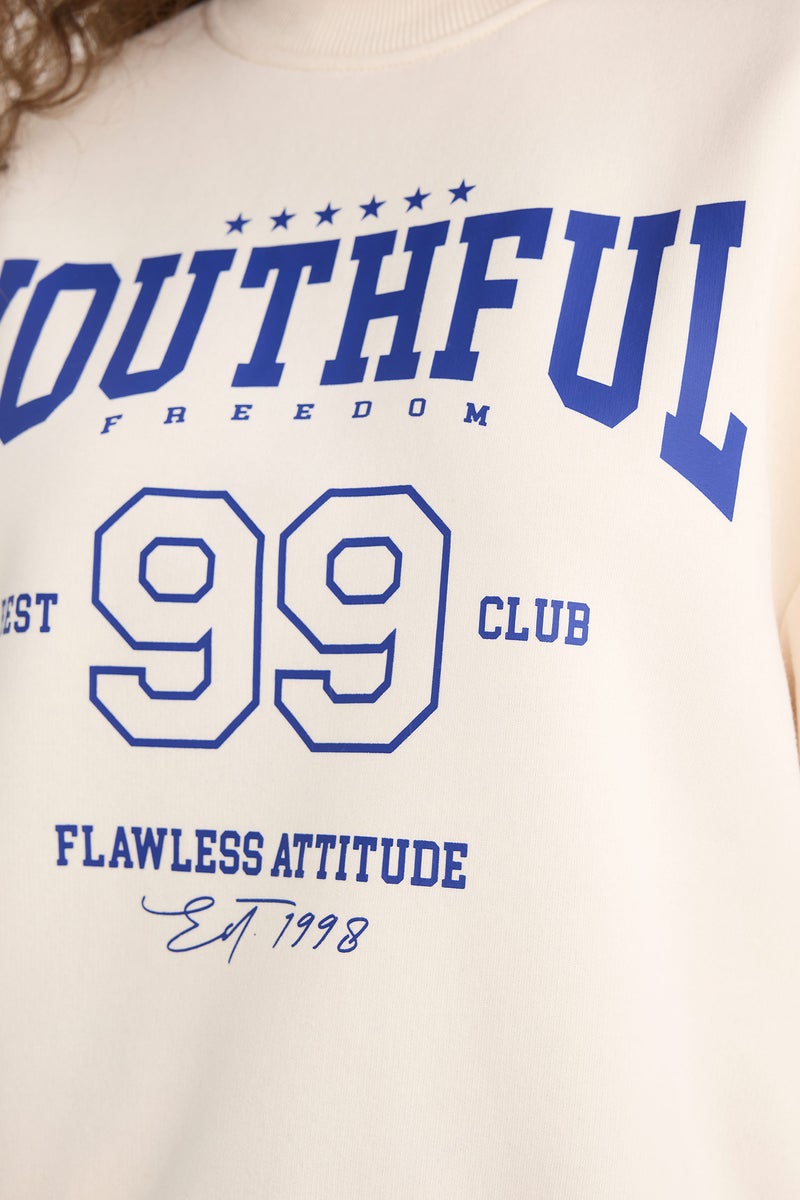 DeFacto White Woman Regular Fit Printed Long Sleeve Sweatshirt Casual - Image 3