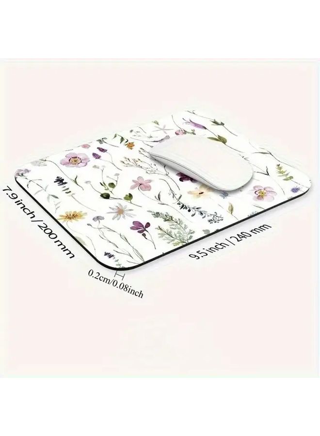 Square Flower Mouse Pad with Anti Slip Rubber Base Vibrant Floral Design White Background Office Desk Decor - Image 2