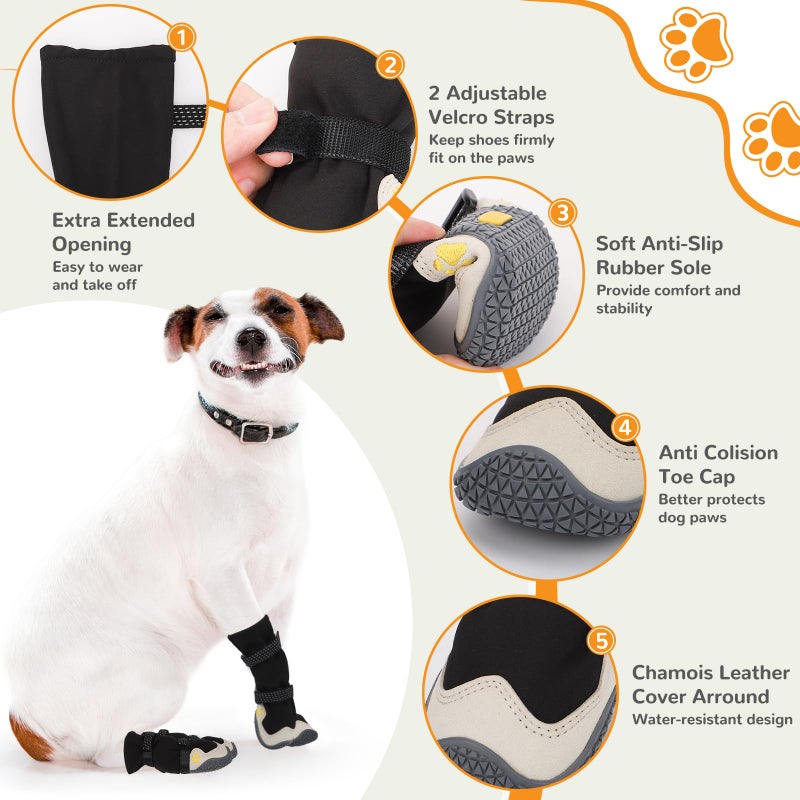 TEWIWAP Dog Shoes for Large Small Medium Dogs, Dog Snow Boots Winter, Dog Booties and Paw Protectors to Prevent Licking, Anti-Slip Dog Shoes with Reflective for Hot Pavement,Hardwood Floors, Hiking (Size 3) - Image 5