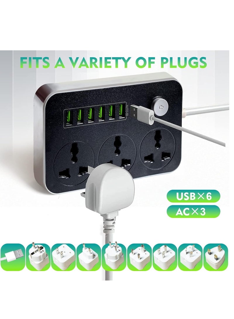 ELTRAZONE Power Strips Extension Cord 3 Outlets, Power Socket with 6 USB Ports Universal Charging Socket with 2M Bold Extension Cord - Image 5