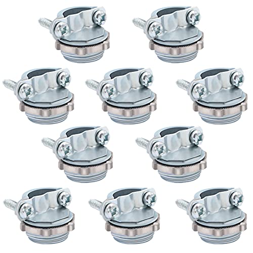 Fuzbaxy 10pcs 34Inch Clamp Type Cable Connectors for Metallic Conduit Protect Cables Silver