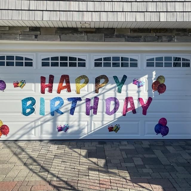 VictoryStore VictoryStore Jumbo Happy Birthday Garage Magnet Rainbow Sparkle Print Large Birthday Magnets Indoors and Outdoors 19688  - Image 2