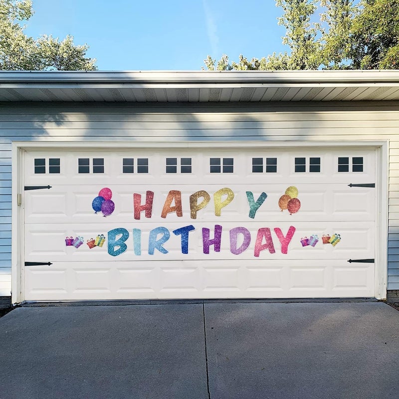 VictoryStore VictoryStore Jumbo Happy Birthday Garage Magnet Rainbow Sparkle Print Large Birthday Magnets Indoors and Outdoors 19688  - Image 3