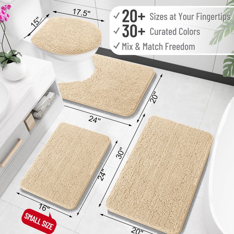 OLANLY Bathroom Rugs 30x20, Extra Soft Absorbent Chenille Bath Rugs, Rubber Backing Quick Dry, Machine Washable Bath Mats for Bathroom Floor, Tub and Shower, Home Decor Accessories, Beige - Image 2