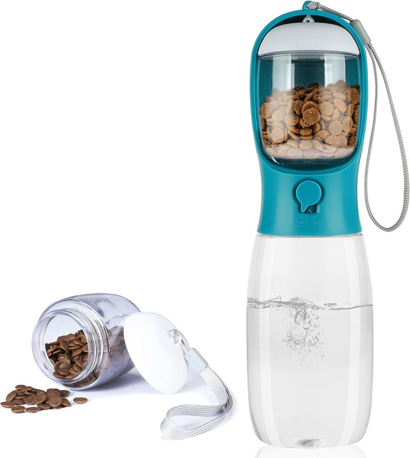 AVELORA Dog Water Bottle,Portable pet Water Bottle with Food Container,Outdoor Portable Water Dispenser for Cat,Rabbit,Puppy and Other Pets for Walking,Hiking,Travel(19oz) - Image 1