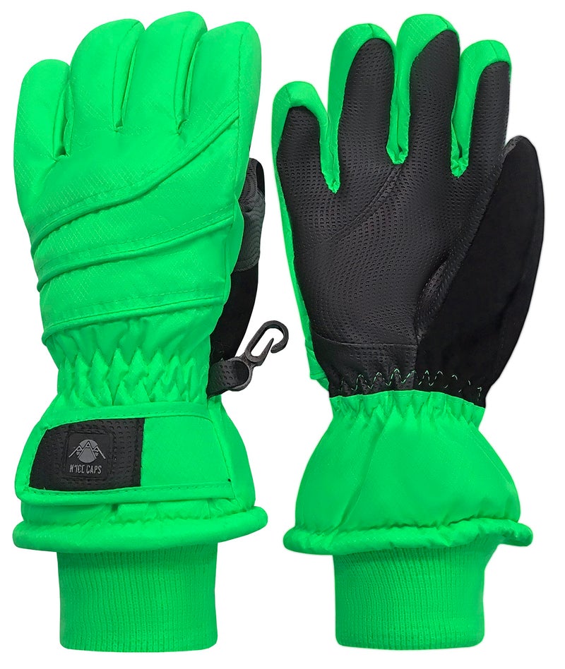 N'Ice Caps Kids Waterproof Winter Thinsulate Warm Gloves (Neon Green, 9-10 Years) - Image 1