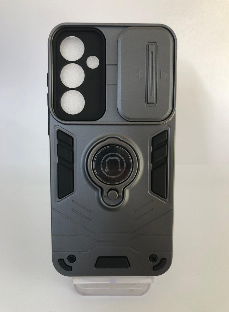 GOLDEN MASK GOLDEN MASK For Samsung Galaxy A55 Armored Window Bracket Camera Shield Cover Camera Lend Protection With Ringe (Grey)  - Image 1