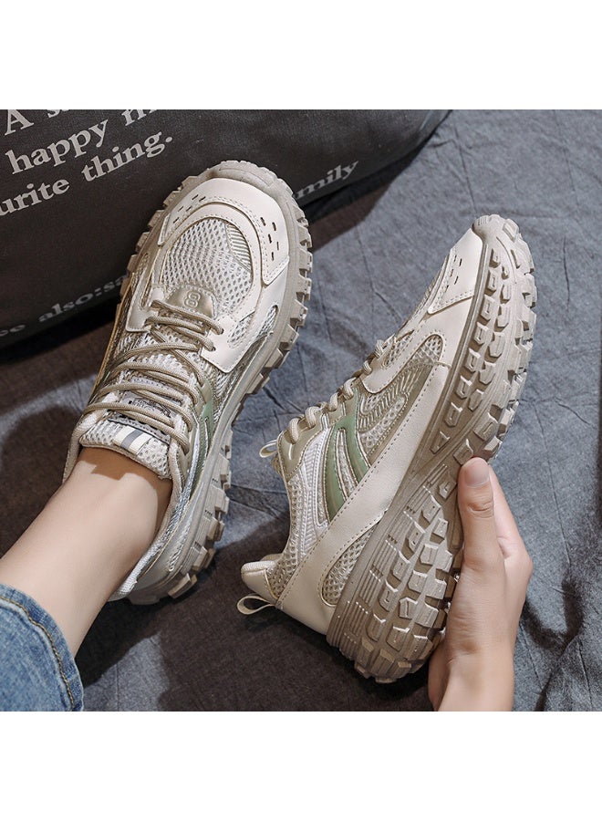 NIBEMINENT Women Genuine Leather Sneakers Round Toe Platform Flats Mixed Colors Lace-up Ladies Fashion Shoes Spring Autumn - Image 3