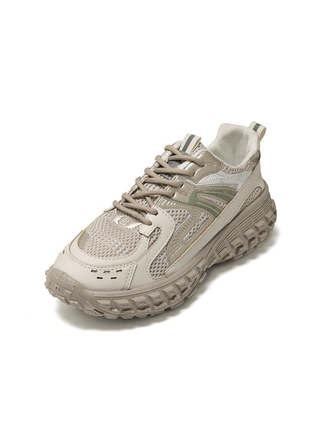 NIBEMINENT Women Genuine Leather Sneakers Round Toe Platform Flats Mixed Colors Lace-up Ladies Fashion Shoes Spring Autumn - Image 1