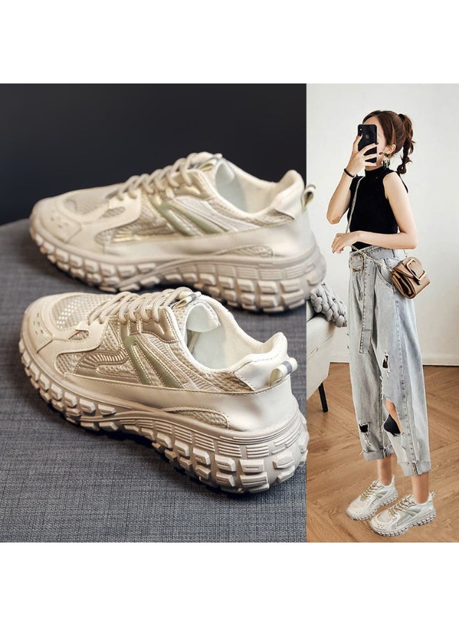 NIBEMINENT Women Genuine Leather Sneakers Round Toe Platform Flats Mixed Colors Lace-up Ladies Fashion Shoes Spring Autumn - Image 2