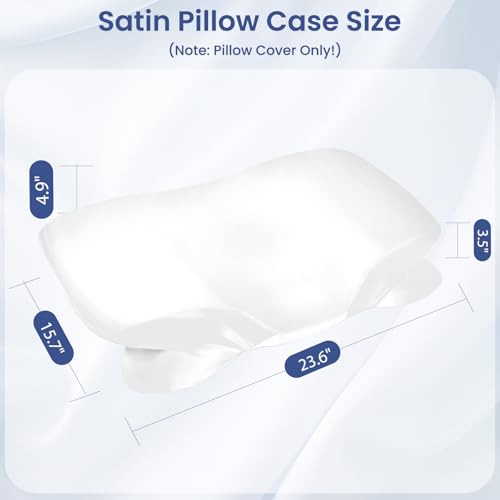 Zelimun Satin Pillowcase for Zelimun Cervical Pillow Only, Ergonomic Case, Smooth & Soft Pillowcase for Sleeping, White Pillow Cover with Zipper - Image 3