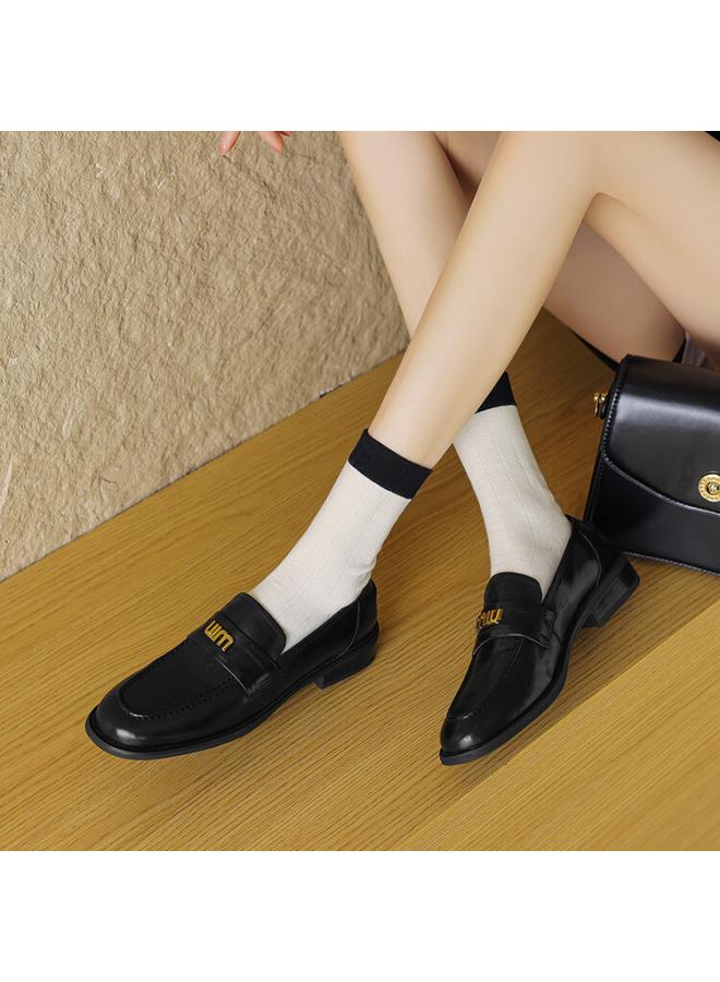 SHAKA Tire Cowhide Loafers Women'S Genuine Leather French Spring New Fashion Casual Retro Single-Layer Shoes Women'S All-Match - Image 3