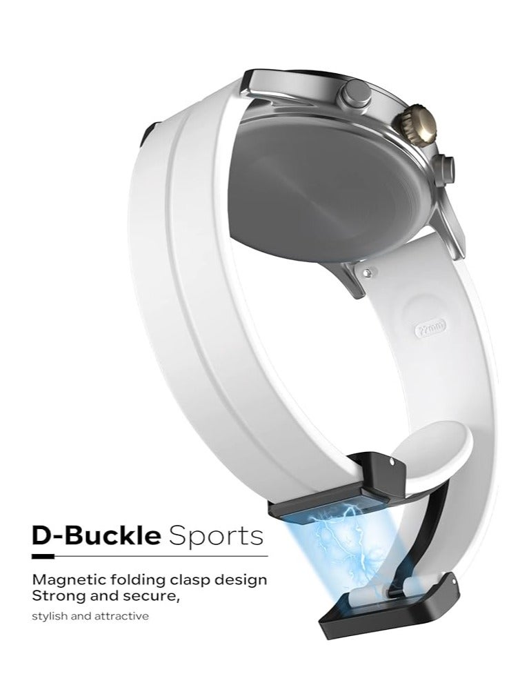 ELTRAZONE Magnetic Silicone Watch Band Strap – Quick Release Soft Sport Band for Men & Women – Skin-Friendly, Sweat-Resistant Design with Magnetic Folding Clasp – Compatible with 16mm, 18mm, 19mm, 20mm, and 22mm Watches – Perfect for Daily Wear and Sports Activities – Stylish White Color - Image 2